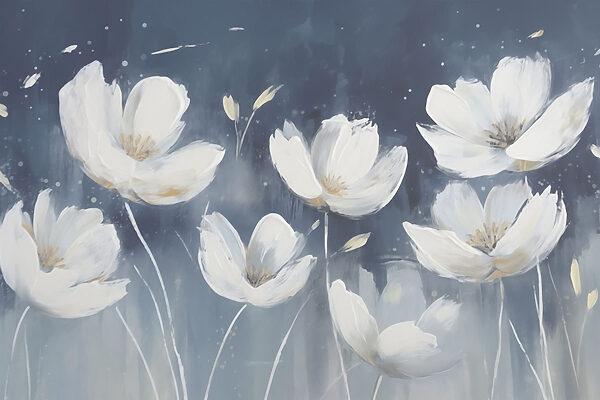 Malerei von weißen Blumen Malerei von weißen Blumen