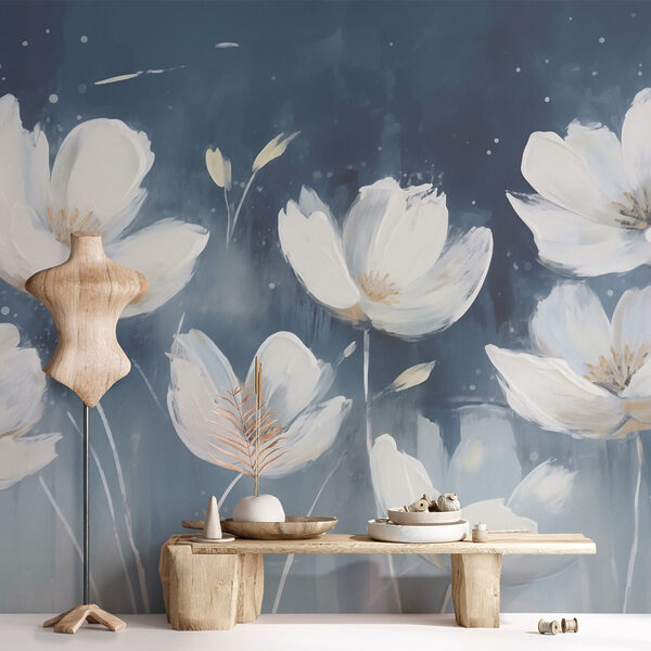 Malerei von weißen Blumen Malerei von weißen Blumen