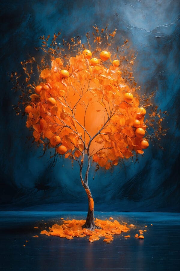 Baum mit Orangen in der Mitte Baum mit Orangen in der Mitte