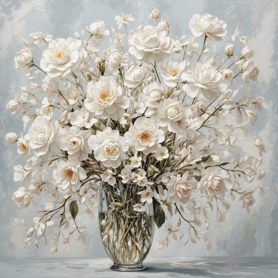 Vase mit weißen Blumen Vase mit weißen Blumen