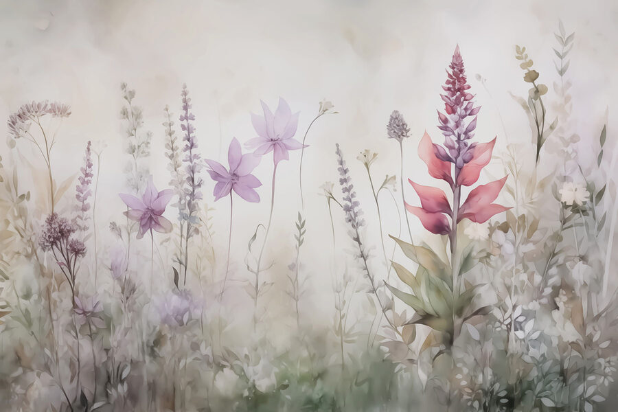Gemälde von Blumen auf einem Feld Gemälde von Blumen auf einem Feld