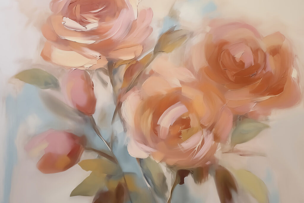 Malerei von Blumen auf einer weißen Fläche Malerei von Blumen auf einer weißen Fläche