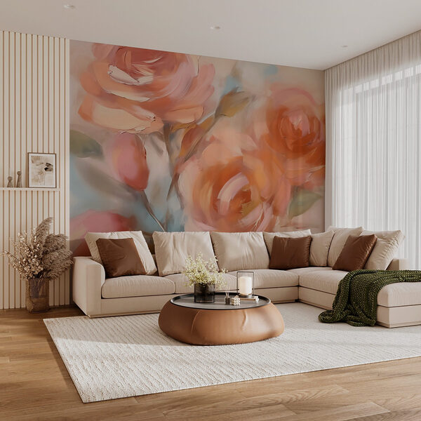 Malerei von Blumen auf einer weißen Fläche Malerei von Blumen auf einer weißen Fläche