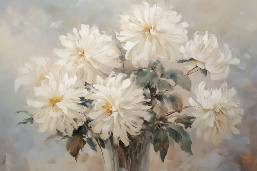 Malerei von weißen Blumen