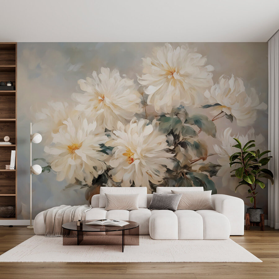 Malerei von weißen Blumen