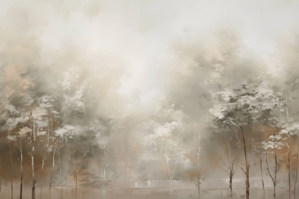 Malerei von Bäumen im Nebel Malerei von Bäumen im Nebel