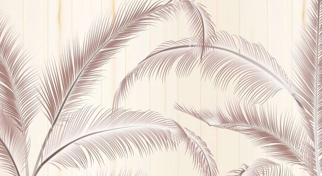 Elegante Palmenblätter vor einem hellen Hintergrund Elegante Palmenblätter vor einem hellen Hintergrund