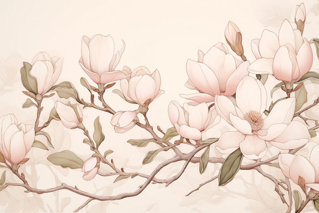 Malerei von Blumen auf einem Zweig Malerei von Blumen auf einem Zweig