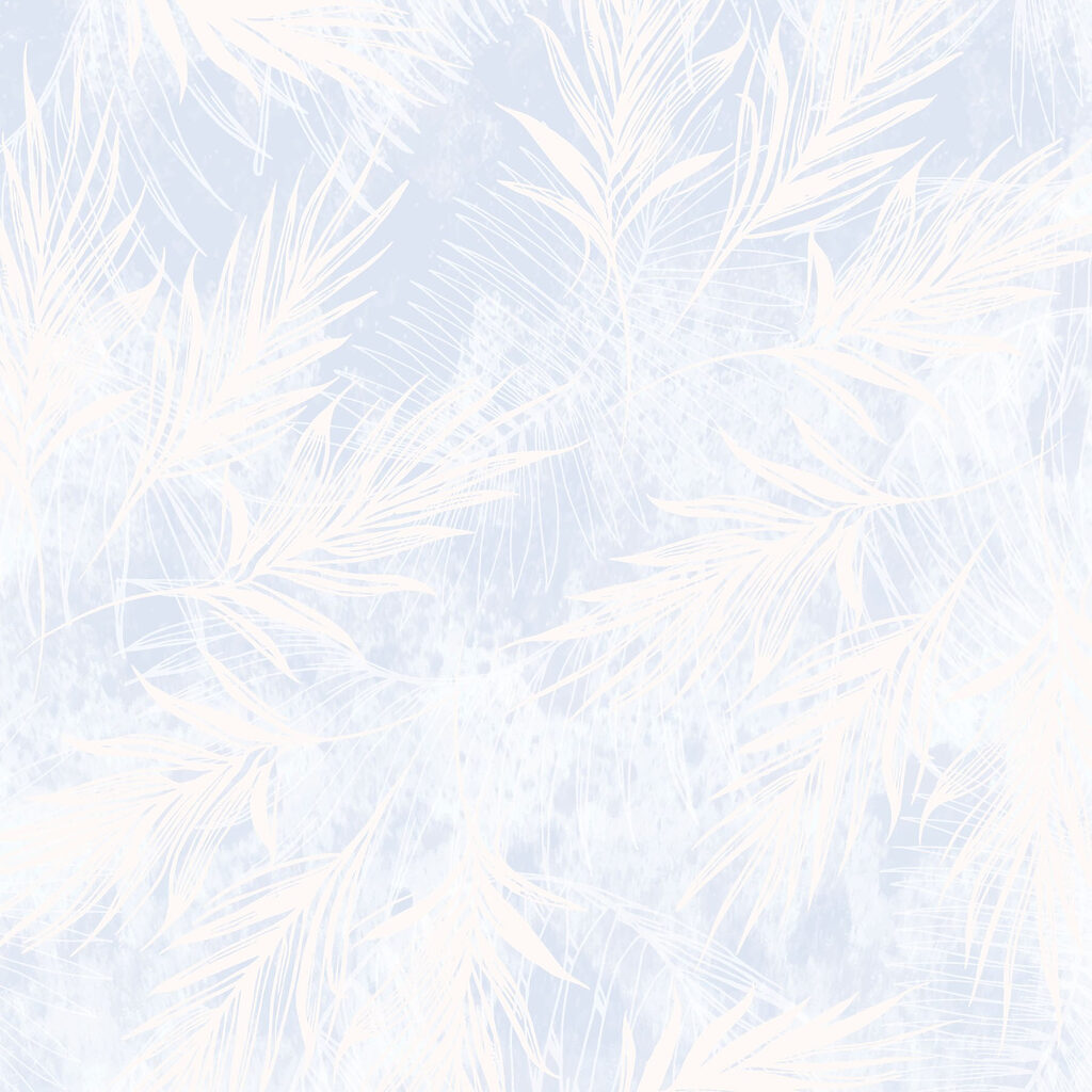 Weißer und blauer Hintergrund mit weißen Blättern Weißer und blauer Hintergrund mit weißen Blättern