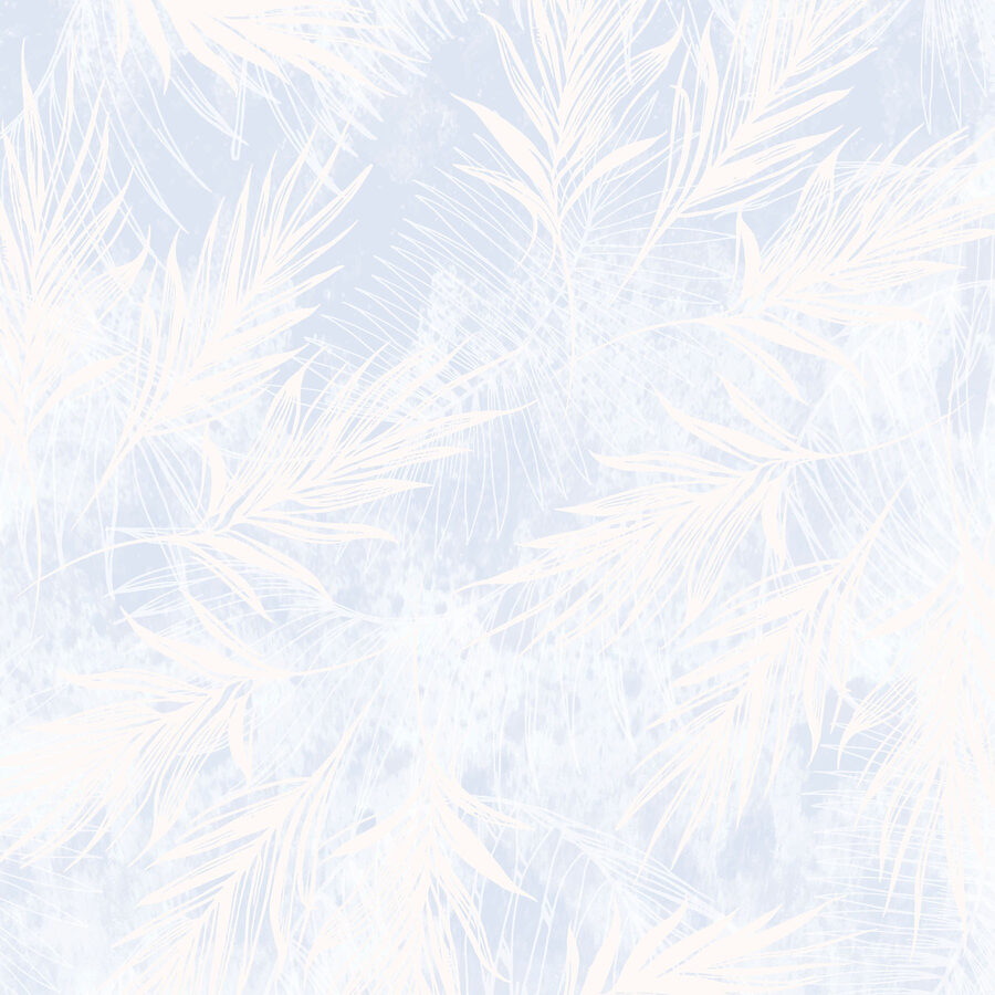 Weißer und blauer Hintergrund mit weißen Blättern