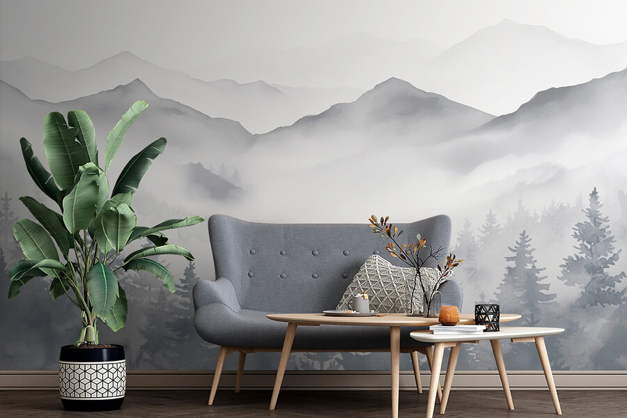 Landschaft mit Bergen und Bäumen
