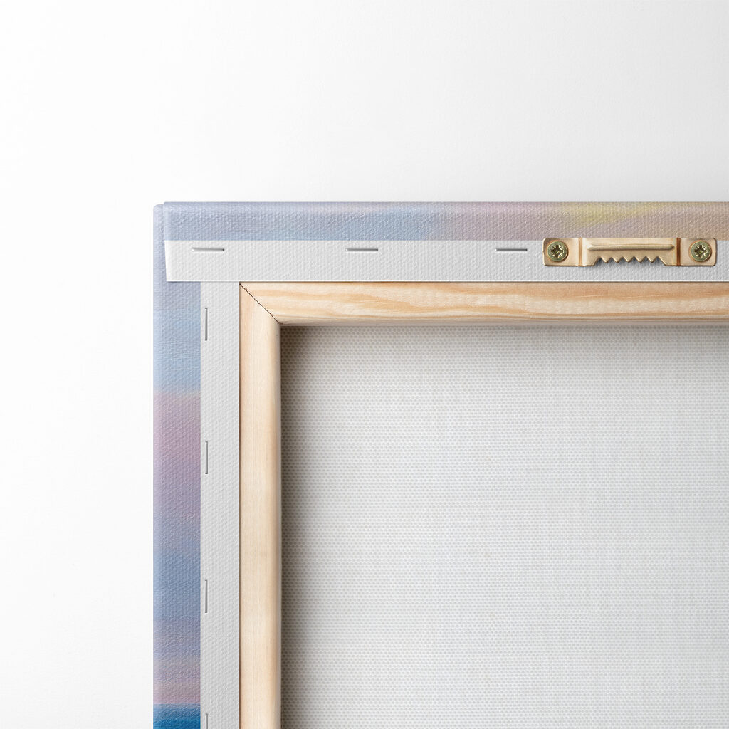 Painting of a beach with waves