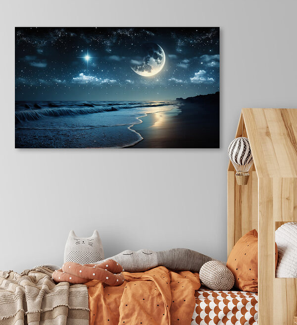 Mond und Sterne über einem Strand Mond und Sterne über einem Strand