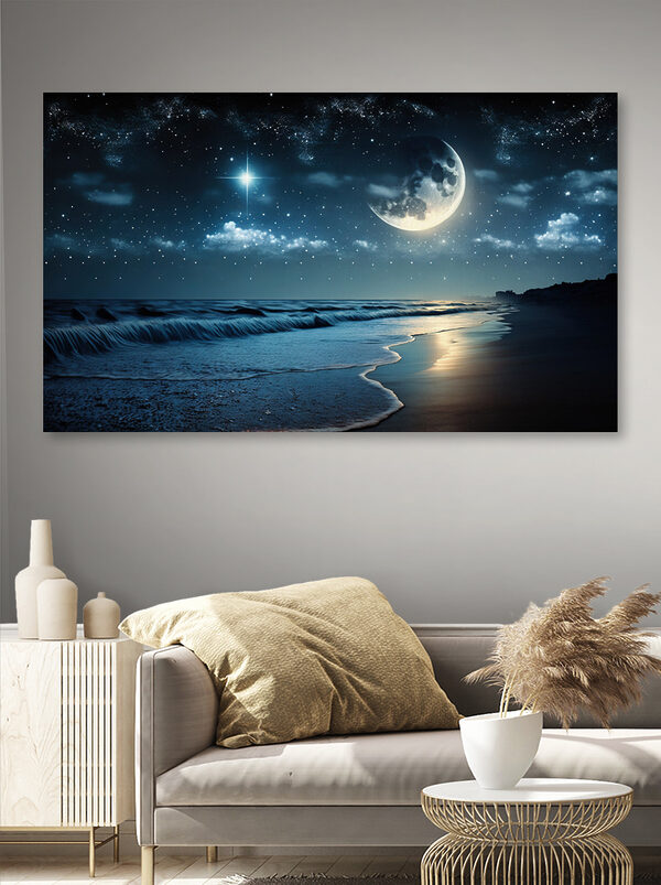 Mond und Sterne über einem Strand Mond und Sterne über einem Strand