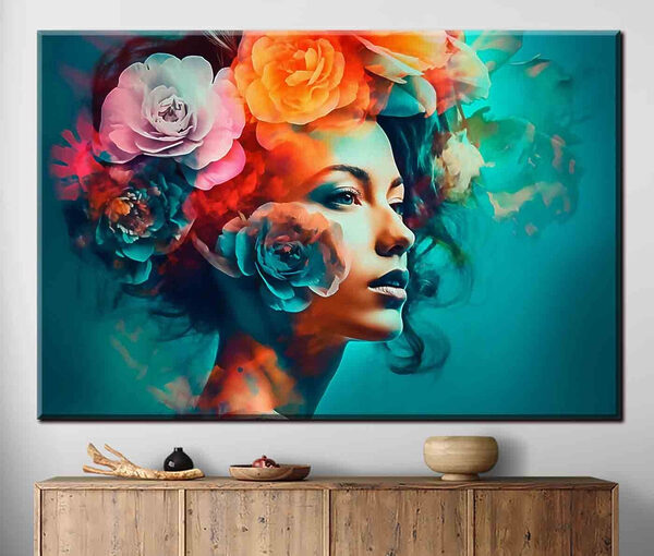Frau mit Blumen im Haar Frau mit Blumen im Haar