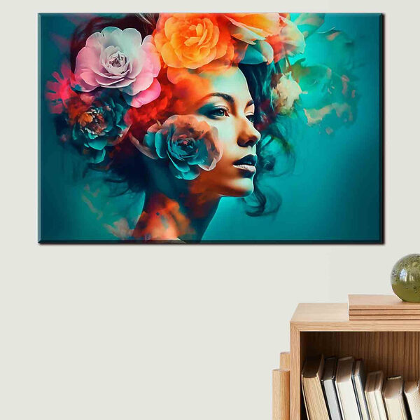 Frau mit Blumen im Haar Frau mit Blumen im Haar