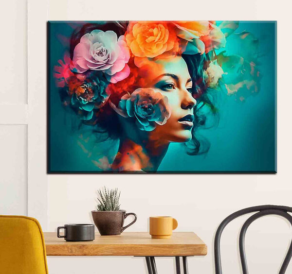 Frau mit Blumen im Haar Frau mit Blumen im Haar