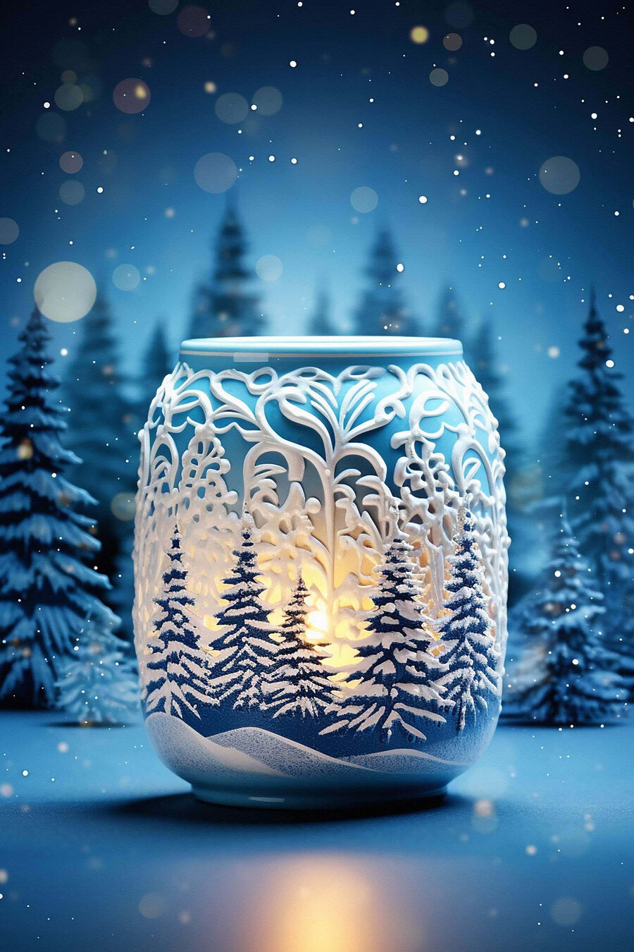 Kerzenständer mit Bäumen im Hintergrund