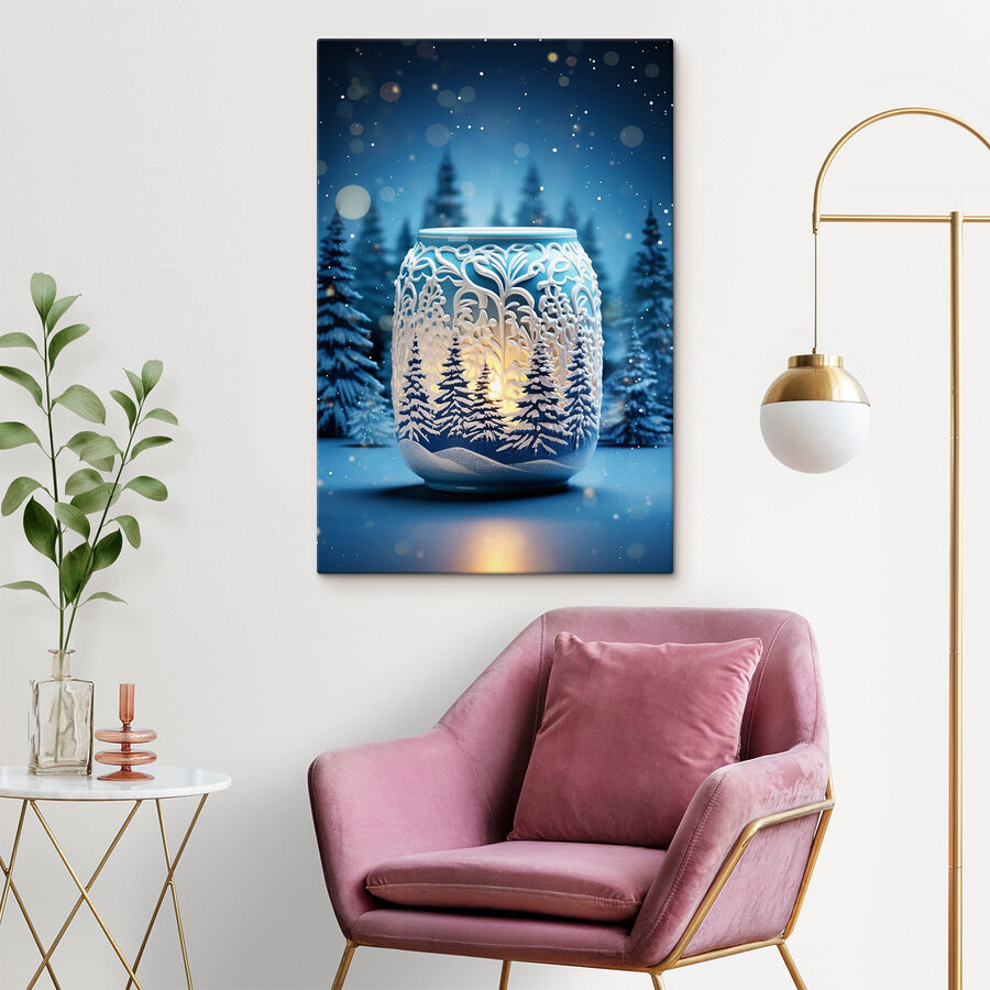 Kerzenständer mit Bäumen im Hintergrund