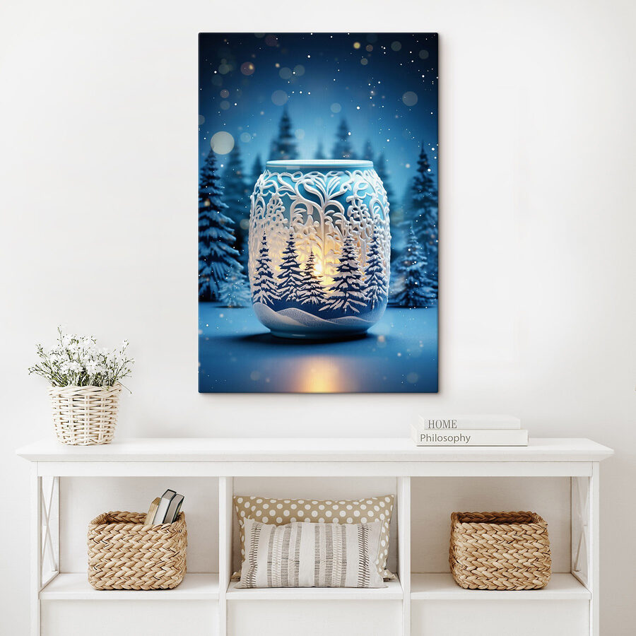 Kerzenständer mit Bäumen im Hintergrund