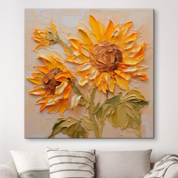 Wandbilder Gemälde von Sonnenblumen auf einer weißen Fläche (Artikelnummer: s42411) Wandbilder Wandbilder Gemälde von Sonnenblumen auf einer weißen Fläche (Artikelnummer: s42411)
