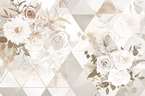Tapete mit Blumen und Dreiecken Tapete mit Blumen und Dreiecken