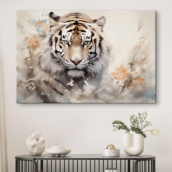 Tiger mit Blumen im Hintergrund Tiger mit Blumen im Hintergrund