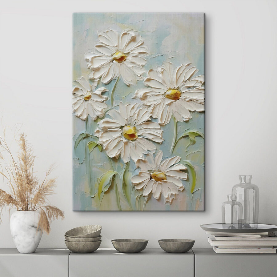 Wandbilder Malerei von weißen Blumen