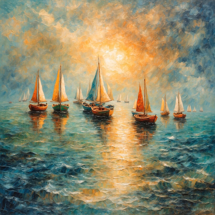 Gruppe von Booten auf dem Wasser