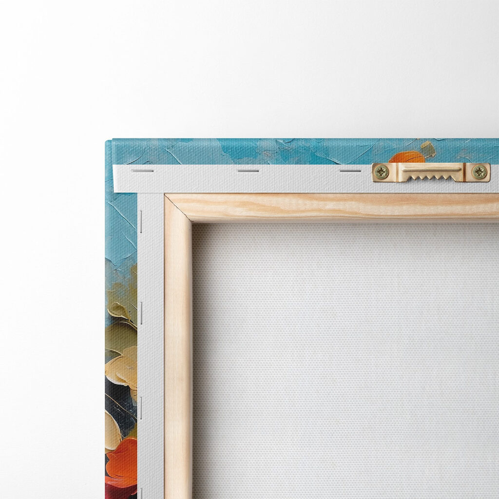 Painting of flowers on a blue surface Painting of flowers on a blue surface