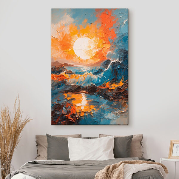 Gemälde eines Sonnenuntergangs über einem Meer Gemälde eines Sonnenuntergangs über einem Meer