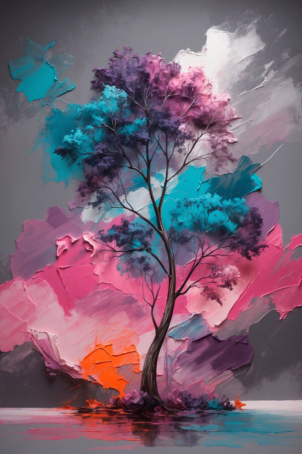 Malerei eines Baumes mit verschiedenen Farben Malerei eines Baumes mit verschiedenen Farben