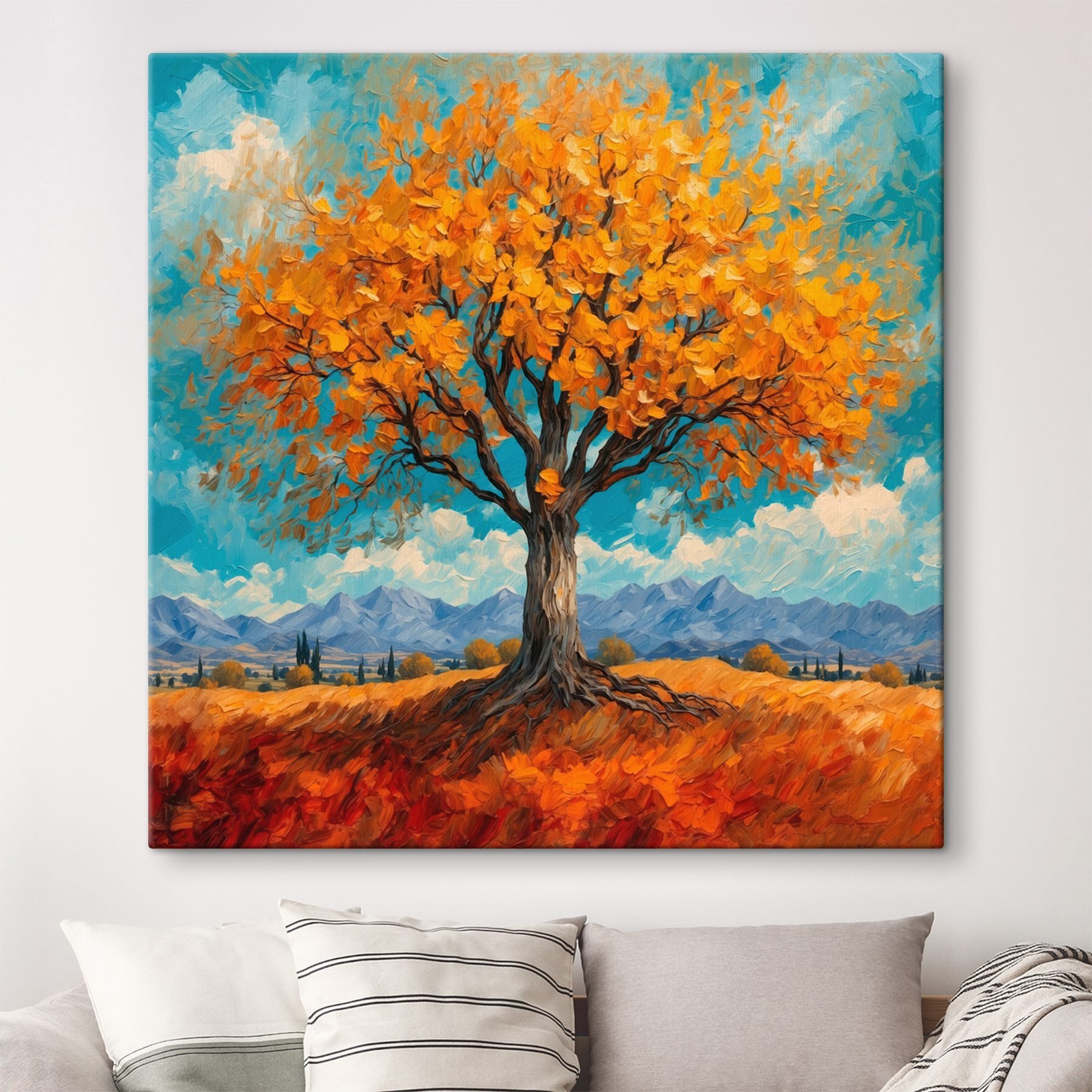 Painting of a tree with yellow leaves
