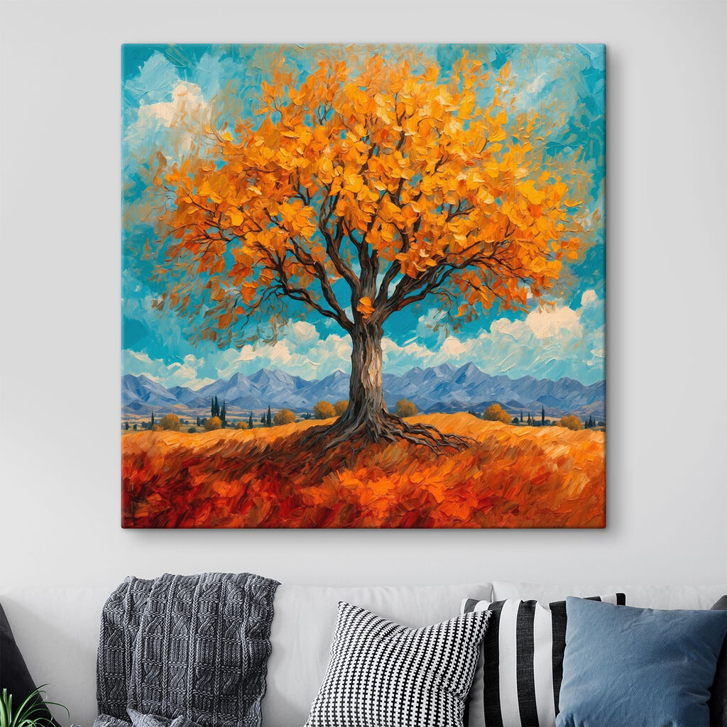 Painting of a tree with yellow leaves