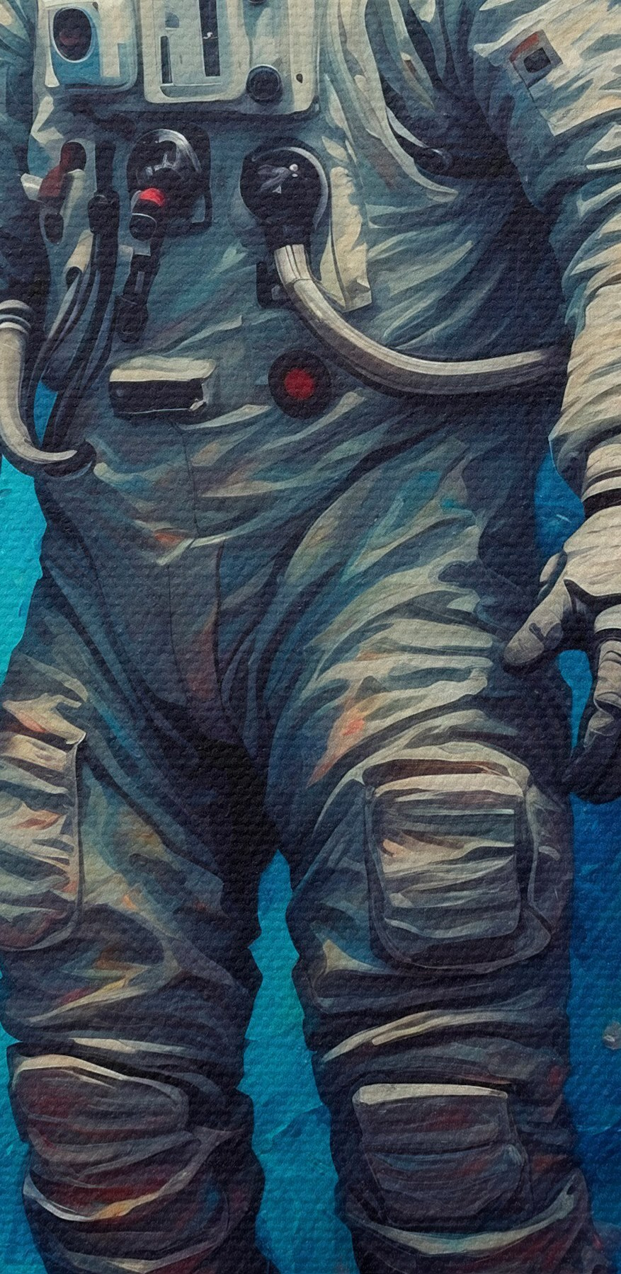 Ein Astronaut im Weltraum mit buntem Hintergrund