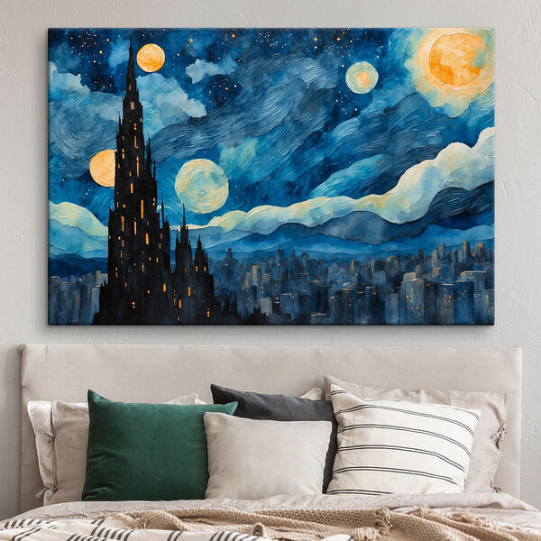 Aquarell einer Stadt bei Nacht Aquarell einer Stadt bei Nacht