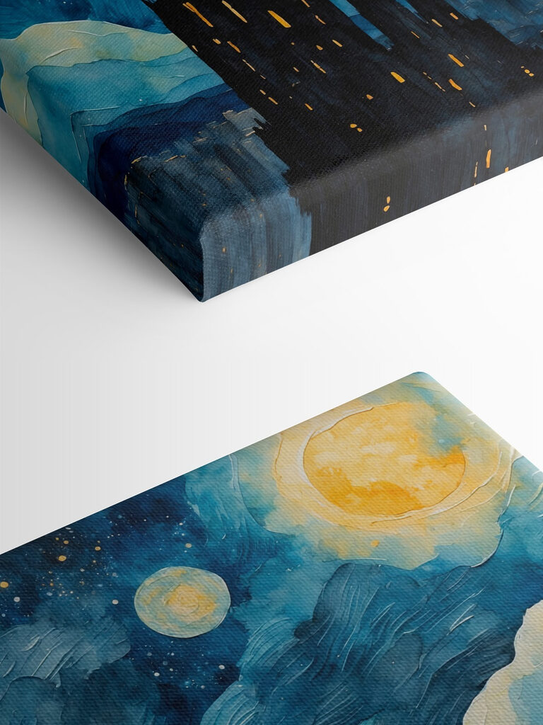 Watercolor of a city at night