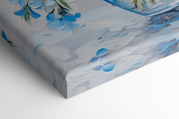 Gemälde mit blauen Blumen in einer Glasvase Gemälde mit blauen Blumen in einer Glasvase