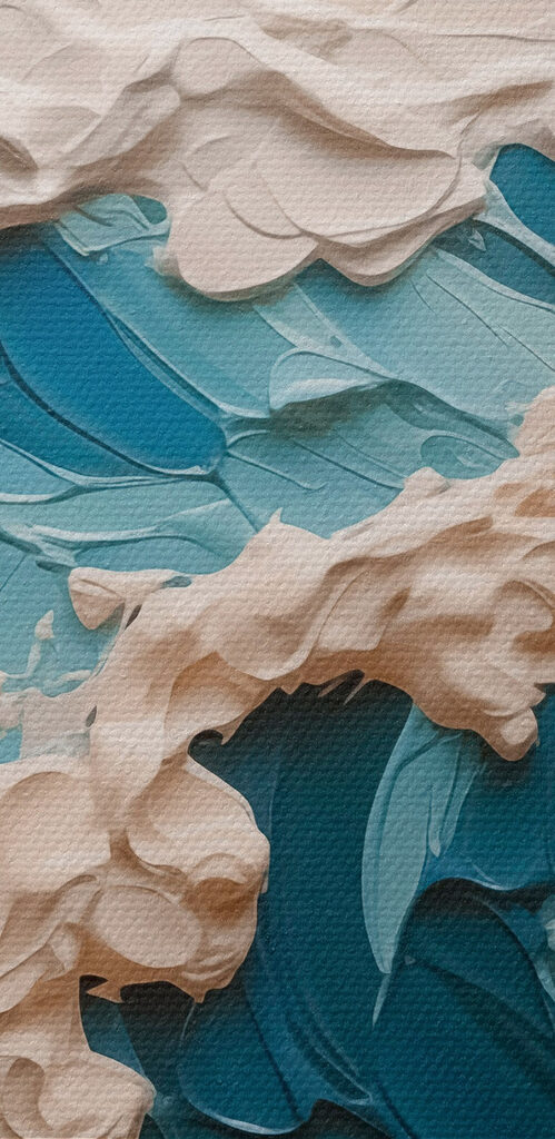 Painting of waves and clouds