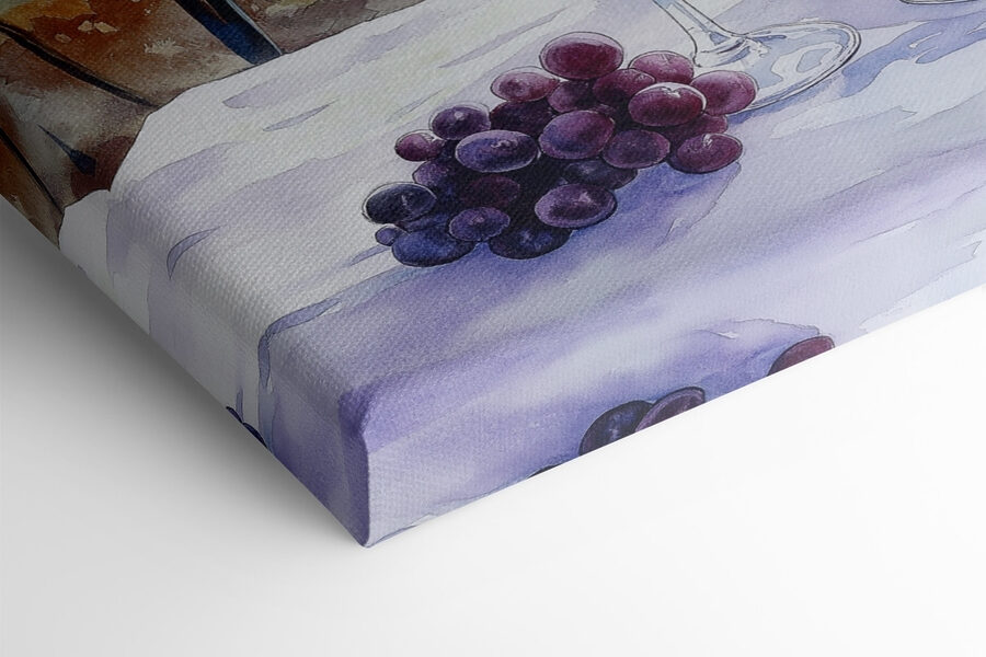 Aquarellmalerei von Weingläsern und Trauben auf einem Tisch