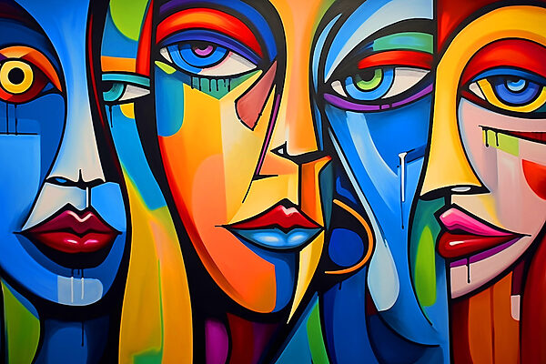 Painting of faces and lips