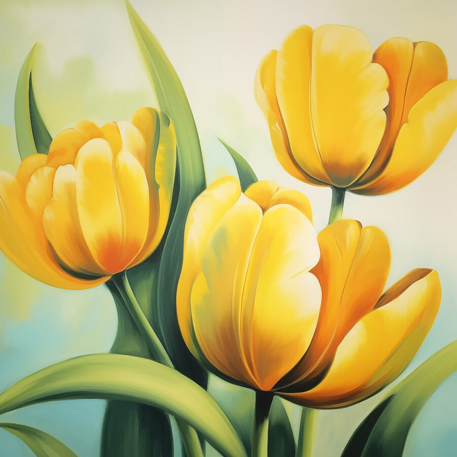 Gemälde von gelben Tulpen