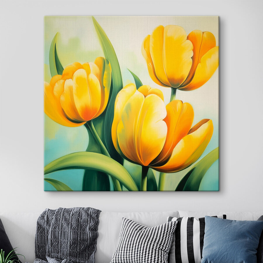 Gemälde von gelben Tulpen