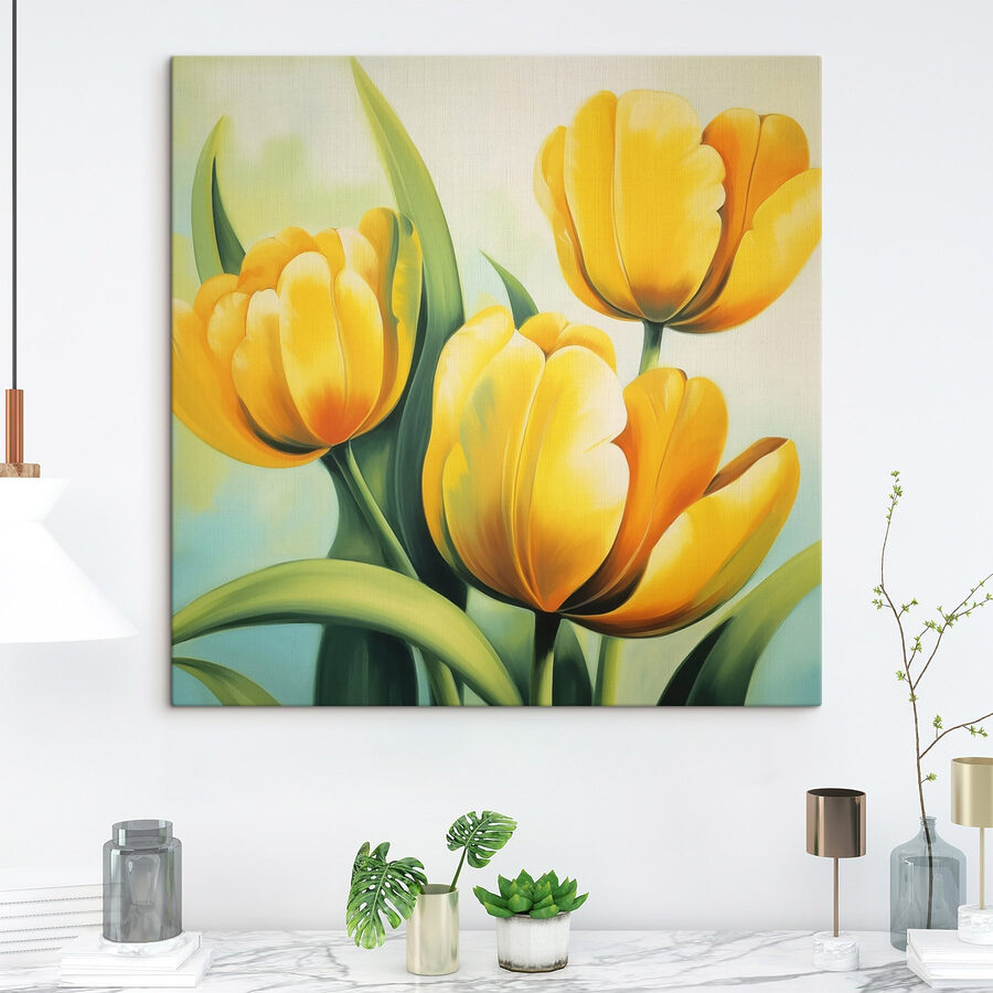 Gemälde von gelben Tulpen