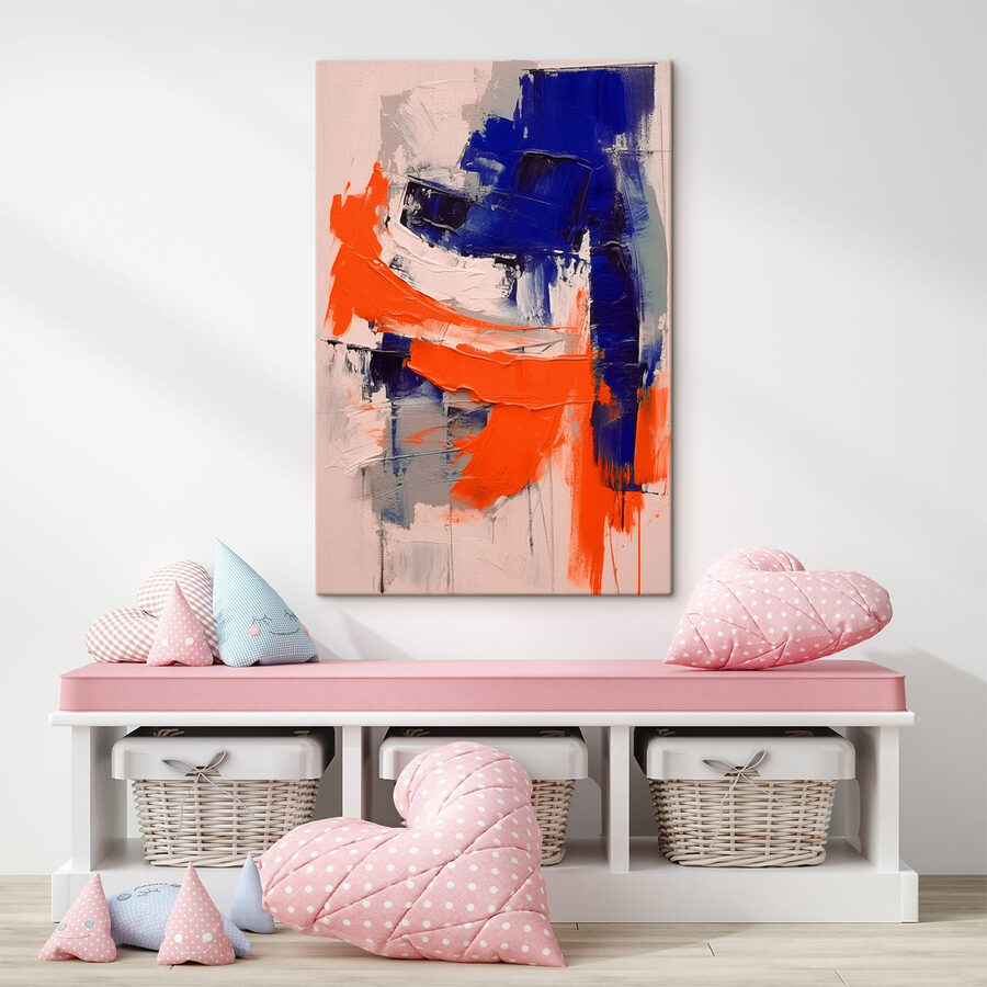 Bemalung mit blauer und oranger Farbe