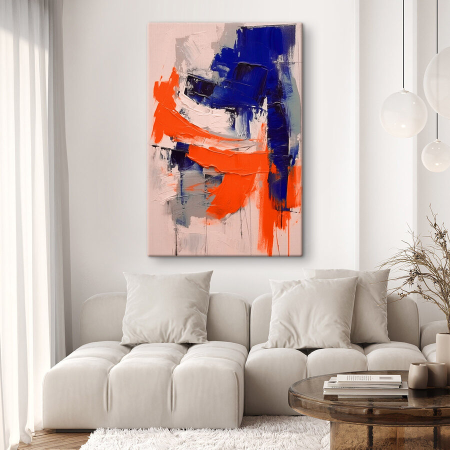 Bemalung mit blauer und oranger Farbe