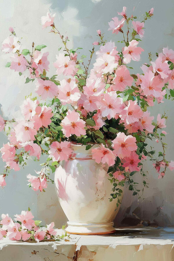 Vase mit rosa Blumen Vase mit rosa Blumen