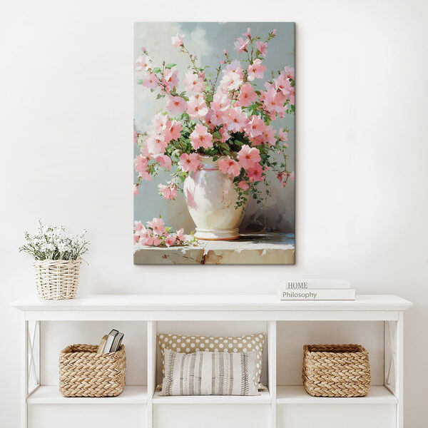 Vase mit rosa Blumen Vase mit rosa Blumen