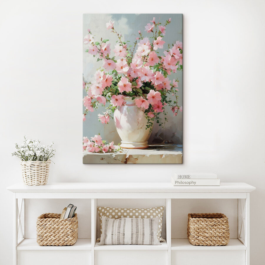 Vase mit rosa Blumen