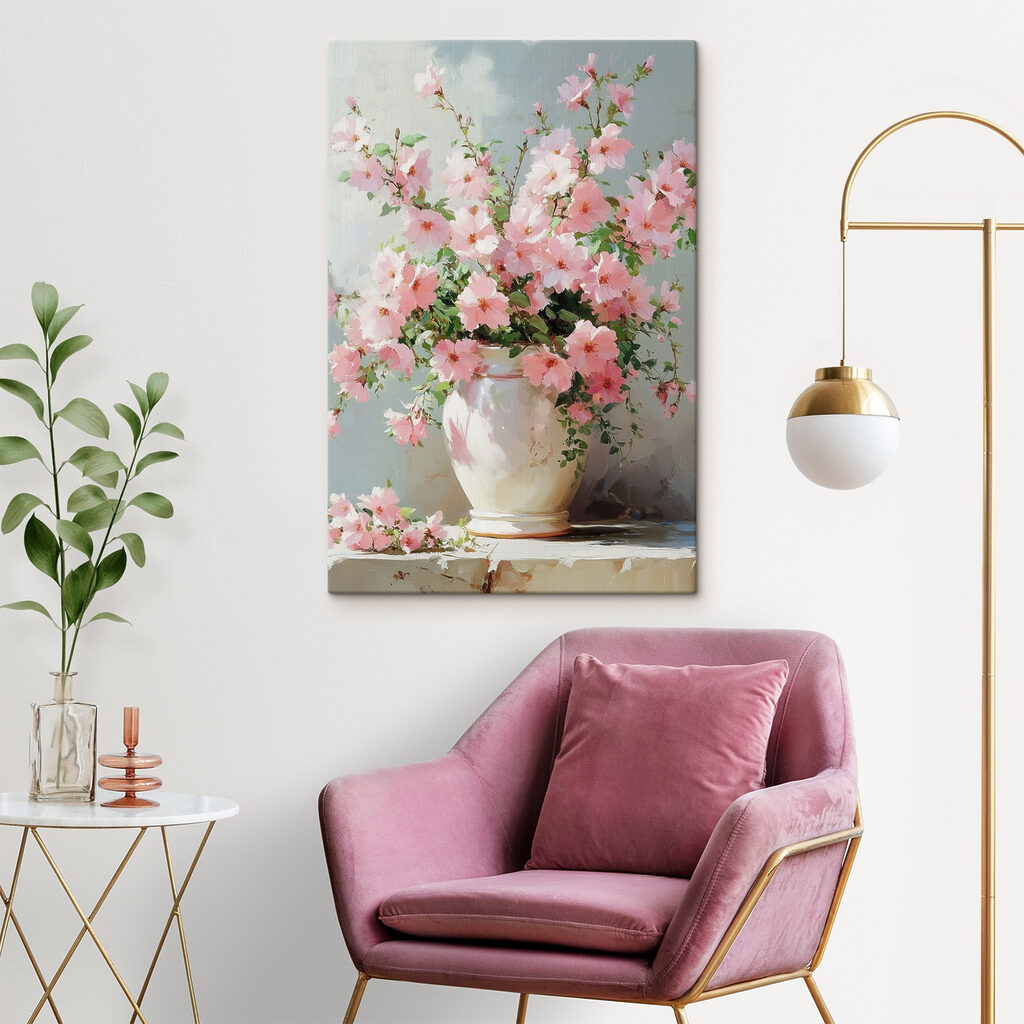 Vase with pink flowers